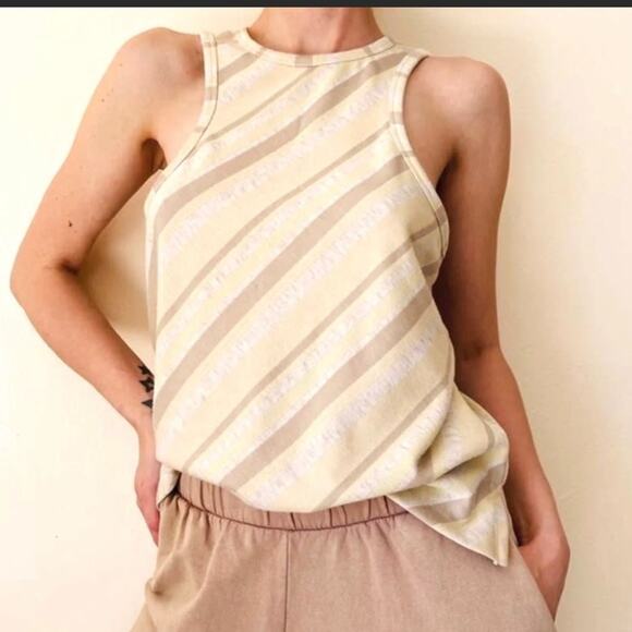Free People Tank Top NEW Sidelines Diagonal Striped Stretch Oversized Women’s XS - Picture 1 of 4